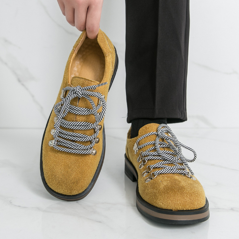 Pantofi bărbați din piele artificială – șireturi, partea superioară joasă, vârf rotund, căptușeală PU, talpă din cauciuc