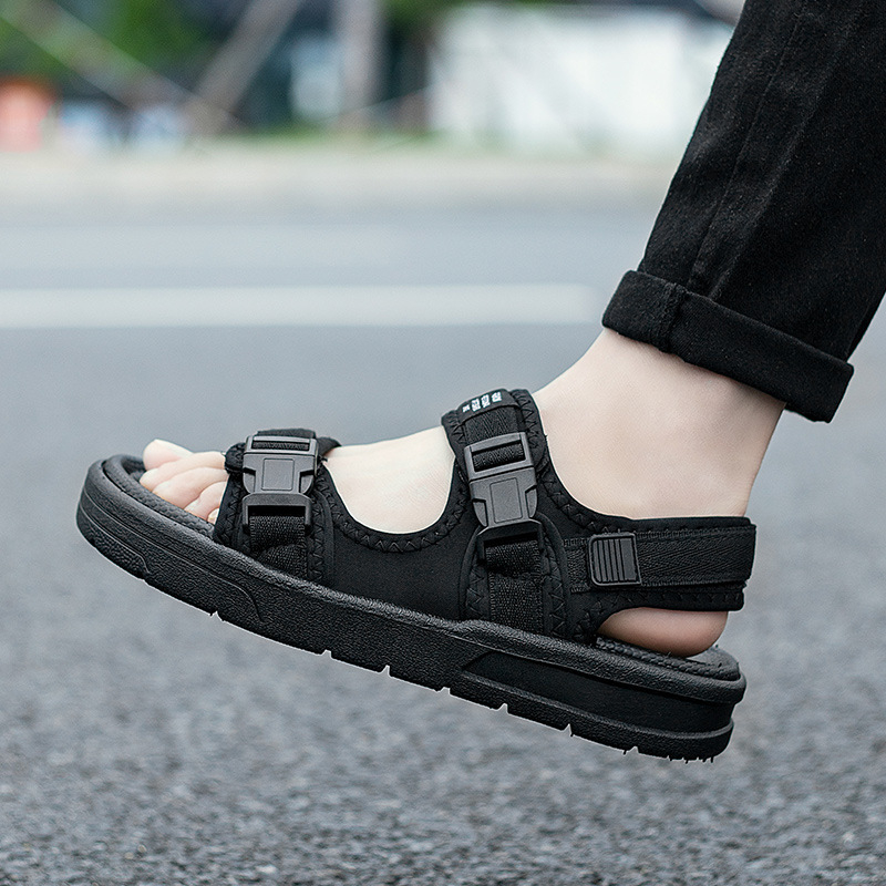 Muške sandale, korejskog stila, otvoreni prst, Velcro kopča, prozračni gornji dio od tkanine, PVC potplat