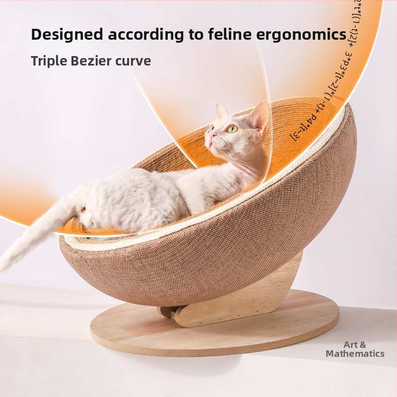 Φωλιά γάτας με ενσωματωμένο πίνακα γρατζουνίσματος, μισοκλειστό σχέδιο, ύφασμα από βαμβάκι και λινό, κατάλληλη για εσωτερικούς χώρους, όλες οι εποχές