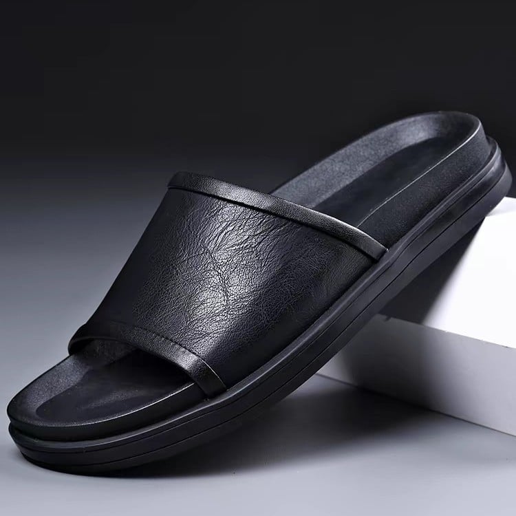 Muške sandale od prave kože, otvorenog prsta, slip-on, prozračne, gumeni đon