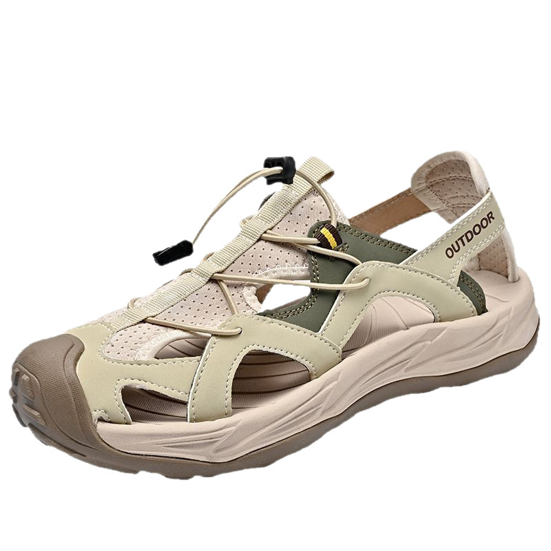 Mirius Muške Sandale s Prozračnim Gornjim Dijelom — Slip-On, Kožni Gornji, Gumena Potplata, Elastično Zatvaranje, Protuklizne, Bez Postave