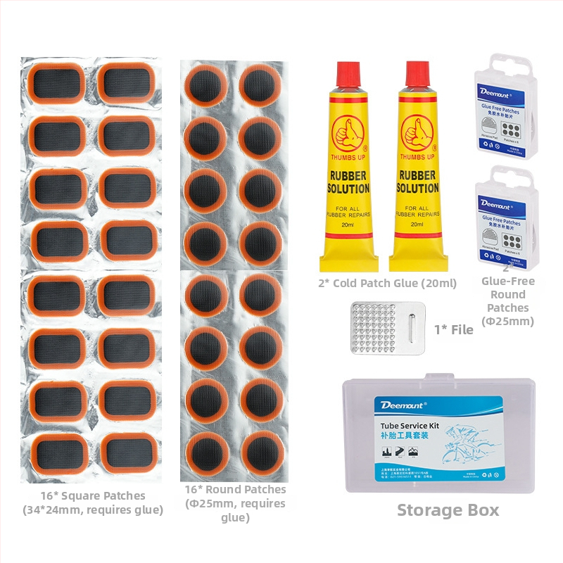 Sada na opravu pneumatík, prenosná, oprava defektu v duši, lepidlo na studené opravy, pre bicykle (horské a cestné)