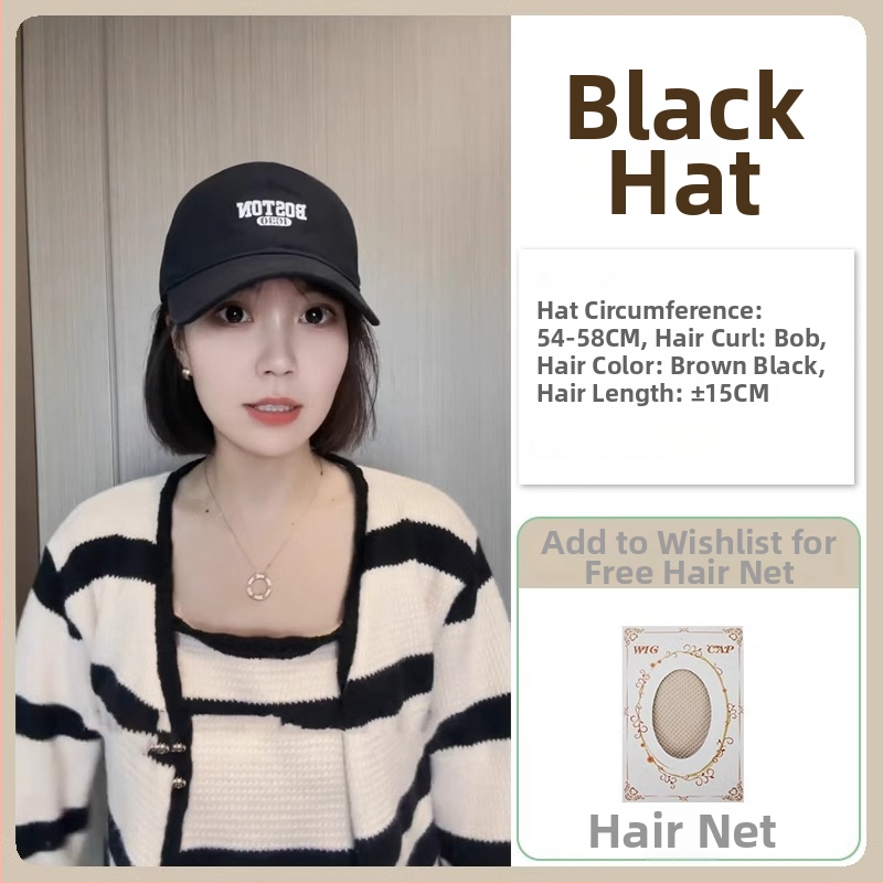 Šešir-peruka All-in-One, kratka frizura, potpuno pokrivanje glave, termootporna sintetička kosa, korejski stil, bez šiške