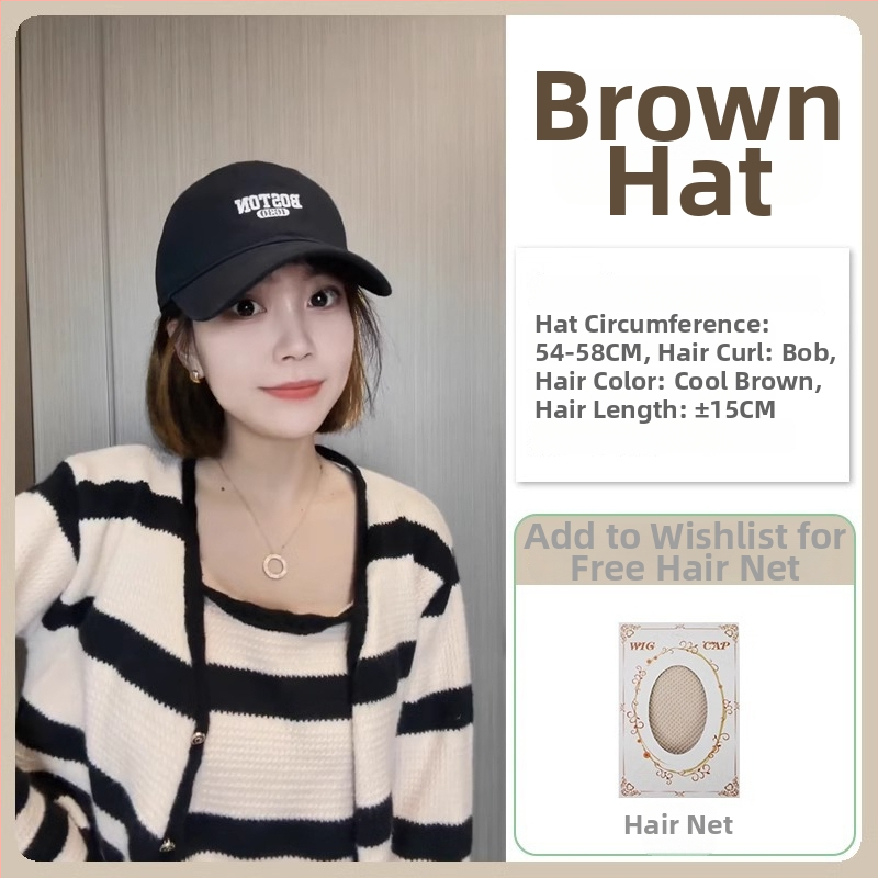 Šešir-peruka All-in-One, kratka frizura, potpuno pokrivanje glave, termootporna sintetička kosa, korejski stil, bez šiške