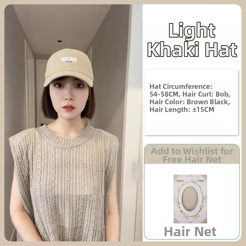 Šešir-peruka All-in-One, kratka frizura, potpuno pokrivanje glave, termootporna sintetička kosa, korejski stil, bez šiške