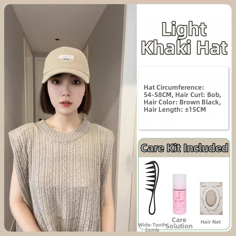 Šešir-peruka All-in-One, kratka frizura, potpuno pokrivanje glave, termootporna sintetička kosa, korejski stil, bez šiške