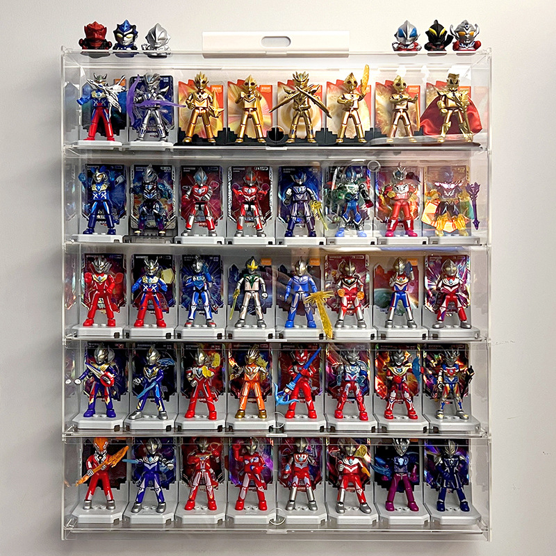 Raft de afișaj din acril pentru Ultraman Bruco figurine Blind Box, montaj pe perete, protecție la praf, capacitate 2 L, imprimare logo, personalizare