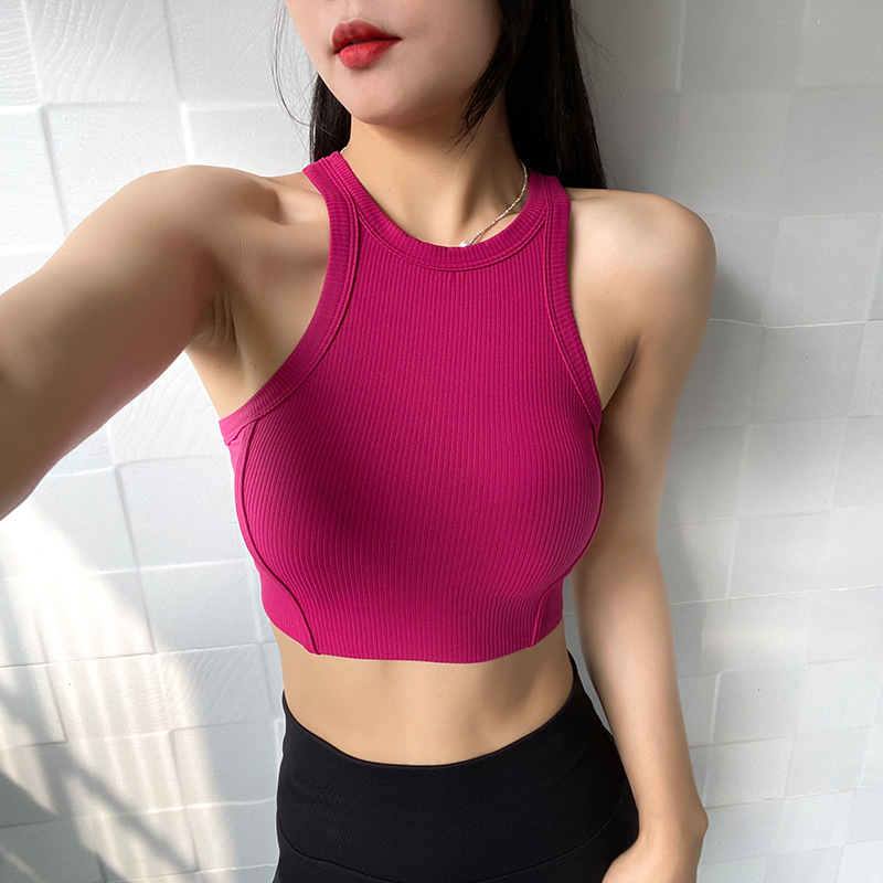 Ženski sportski grudnjak za jogu s fiksnim košaricama, 3/4 košarica, srednje oblik košarice, fiksne dvostruke naramenice, brzo sušeći materijal (80% najlona)