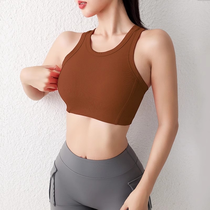 Ženski sportski grudnjak za jogu s fiksnim košaricama, 3/4 košarica, srednje oblik košarice, fiksne dvostruke naramenice, brzo sušeći materijal (80% najlona)