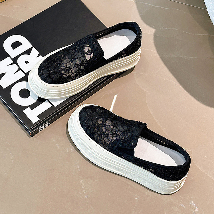 Pantofi fisherman pentru femei – respirabili, toc 3-5 cm, partea superioară Glitter Gauze, vârf rotund, talpă din cauciuc