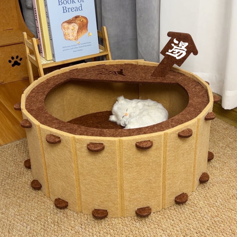 Φελτ φωλίτσα γάτας, στρογγυλή, ημι-κλειστή, κατάλληλη για όλες τις εποχές