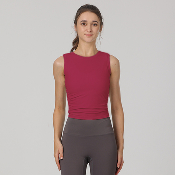 Ženski bezrukavni top za jogu, slim fit, dužina do bokova, brzo se suši, tkanina od najlona i spandeksa (80% najlon, 20% spandeks)