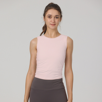 Ženski bezrukavni top za jogu, slim fit, dužina do bokova, brzo se suši, tkanina od najlona i spandeksa (80% najlon, 20% spandeks)