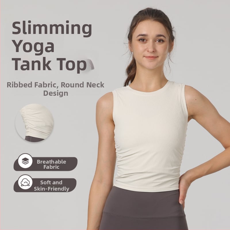 Ženski bezrukavni top za jogu, slim fit, dužina do bokova, brzo se suši, tkanina od najlona i spandeksa (80% najlon, 20% spandeks)