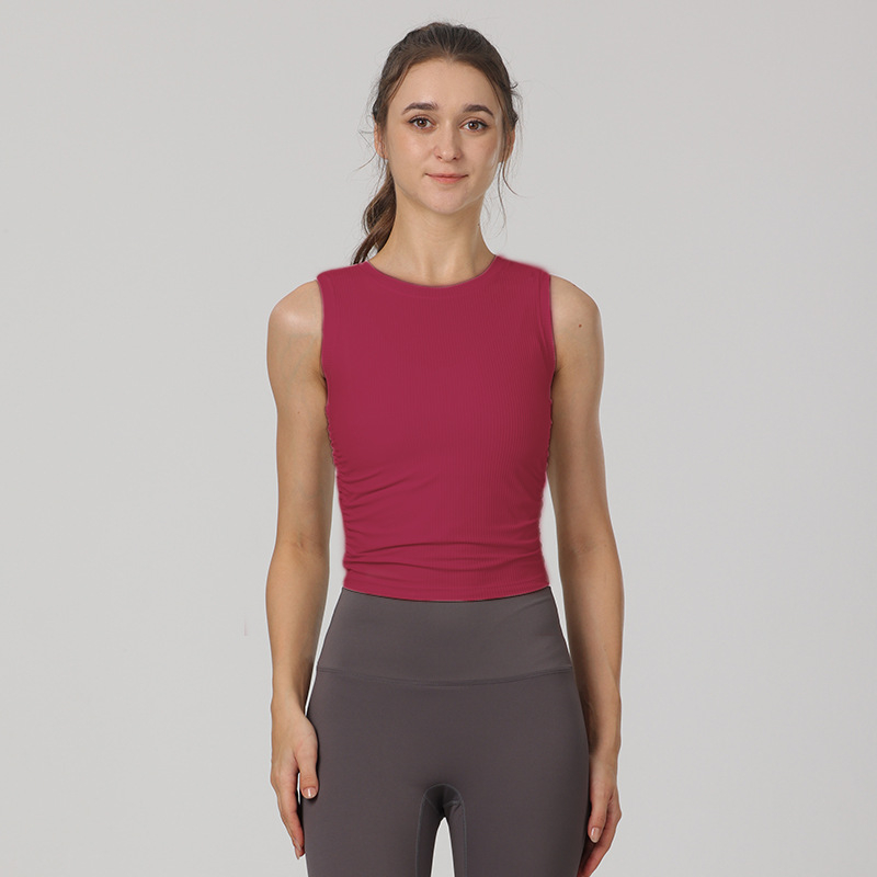 Ženski bezrukavni top za jogu, slim fit, dužina do bokova, brzo se suši, tkanina od najlona i spandeksa (80% najlon, 20% spandeks)