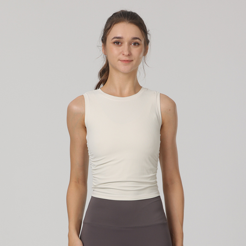 Ženski bezrukavni top za jogu, slim fit, dužina do bokova, brzo se suši, tkanina od najlona i spandeksa (80% najlon, 20% spandeks)