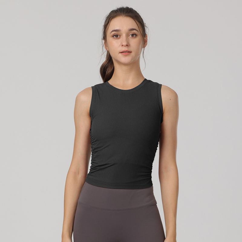 Ženski bezrukavni top za jogu, slim fit, dužina do bokova, brzo se suši, tkanina od najlona i spandeksa (80% najlon, 20% spandeks)