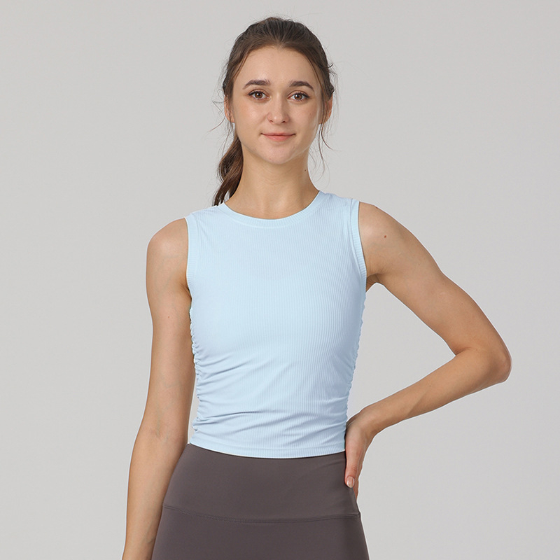 Ženski bezrukavni top za jogu, slim fit, dužina do bokova, brzo se suši, tkanina od najlona i spandeksa (80% najlon, 20% spandeks)