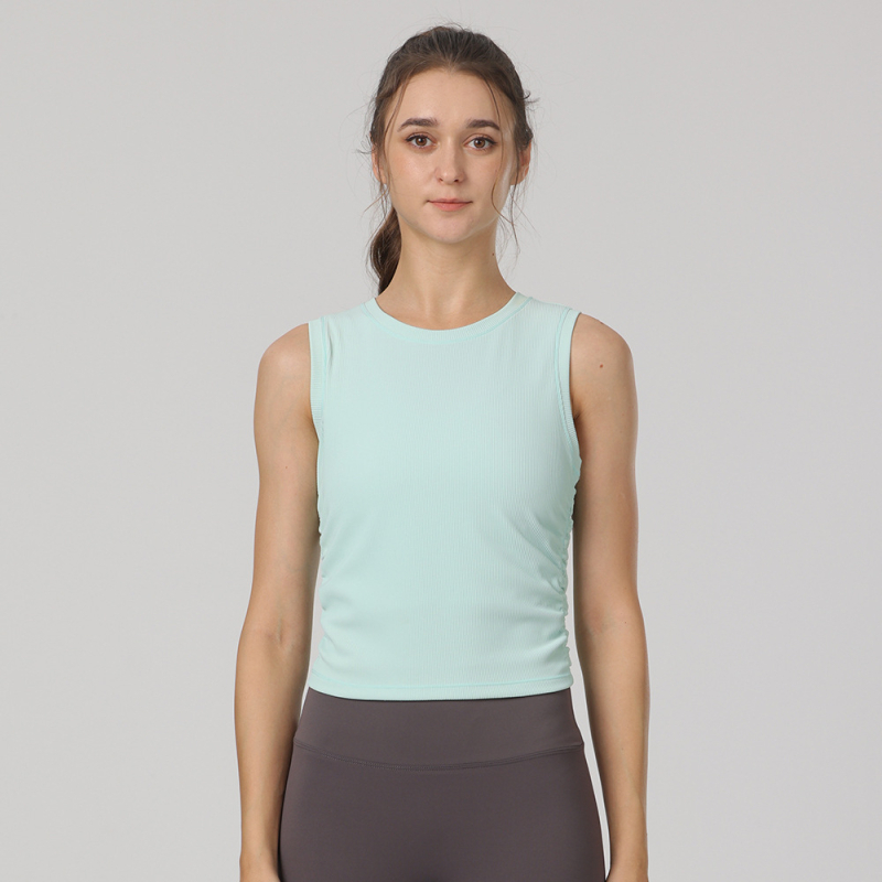 Ženski bezrukavni top za jogu, slim fit, dužina do bokova, brzo se suši, tkanina od najlona i spandeksa (80% najlon, 20% spandeks)