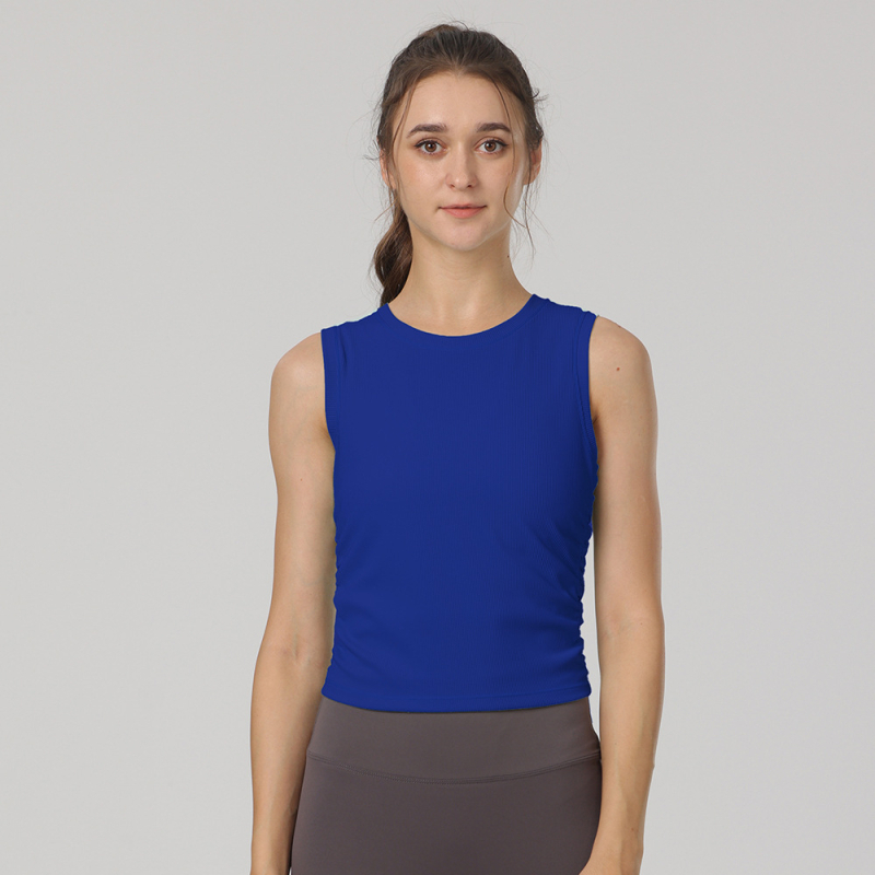 Ženski bezrukavni top za jogu, slim fit, dužina do bokova, brzo se suši, tkanina od najlona i spandeksa (80% najlon, 20% spandeks)