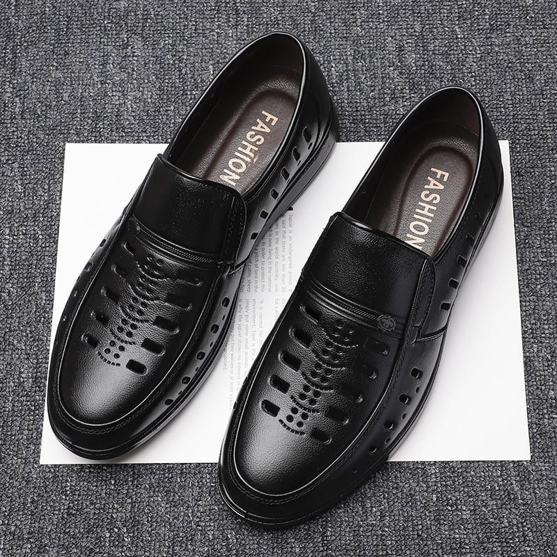 Sandale casual pentru bărbați, din piele de primă clasă; talpă PU; interior din piele sintetică; respirante, antiderapante; Slip-On