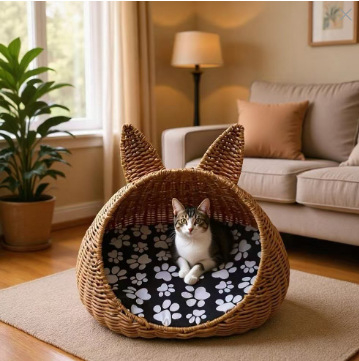 Cuib din plastic pentru pisici – semiînchis, respirabil, cu mai multe niveluri, detașabil și lavabil, pentru toate sezoanele