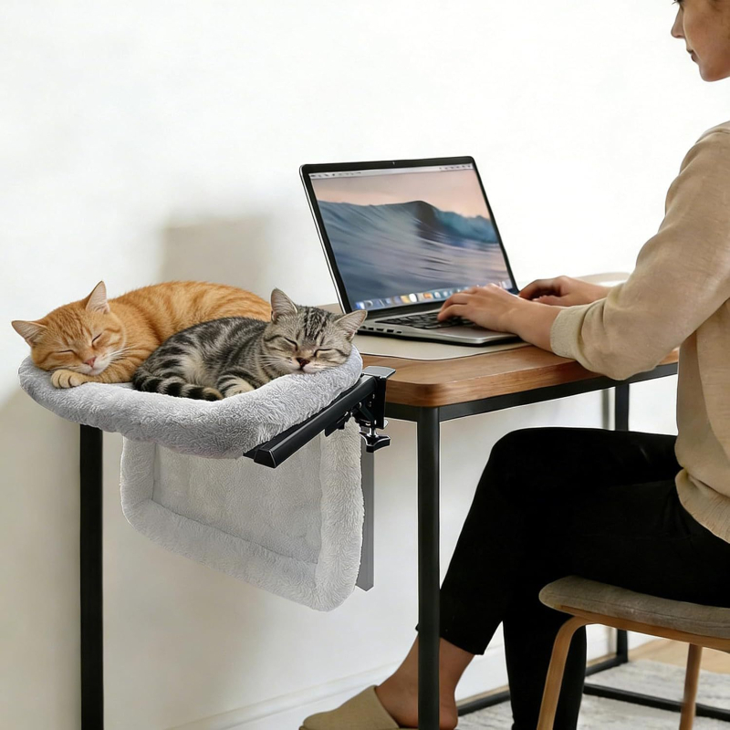 Mačje gnijezdo za stol – plišano, pluta na stolu, štedno zauzima prostor, za sve sezone, za ured