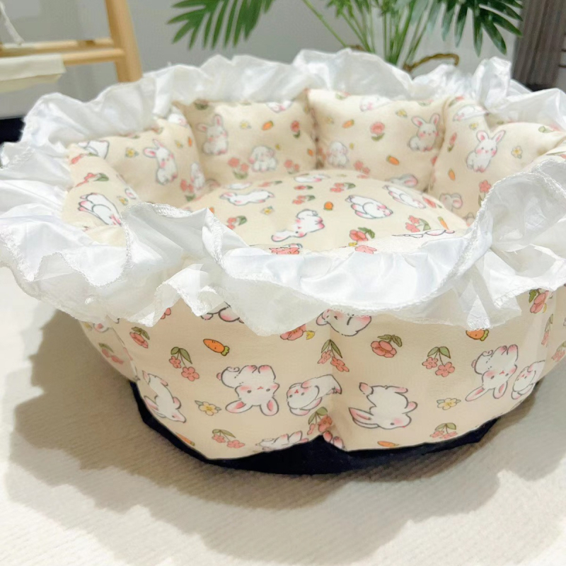 Lu Pet gnijezdo za mačke - za sve sezone, prozračno, čipkasti rub, od tkanine