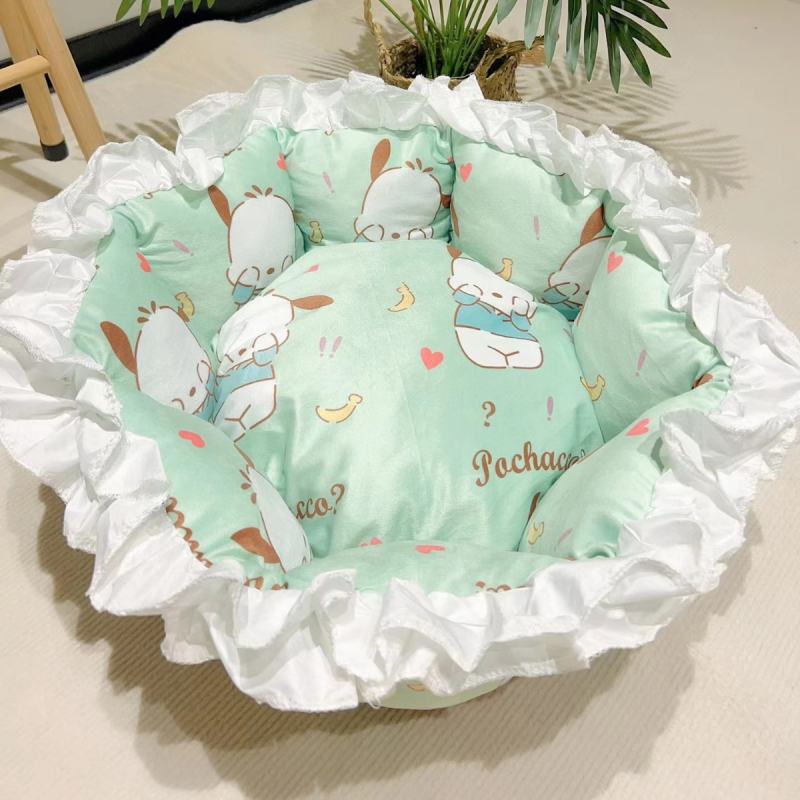 Lu Pet gnijezdo za mačke - za sve sezone, prozračno, čipkasti rub, od tkanine