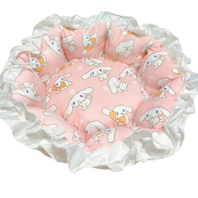 Lu Pet gnijezdo za mačke - za sve sezone, prozračno, čipkasti rub, od tkanine