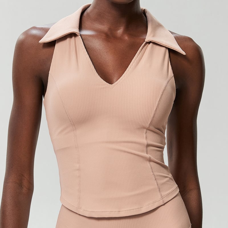 CretKoav Ženski sportski top s V izrezom, bezšivni dizajn, pun cup s tankim oblikovanim uloškom, fiksne dvostruke naramenice, 78% najlon, podstava 25% elastan; za sve sezone; pogodno za trčanje, jogu i tenis