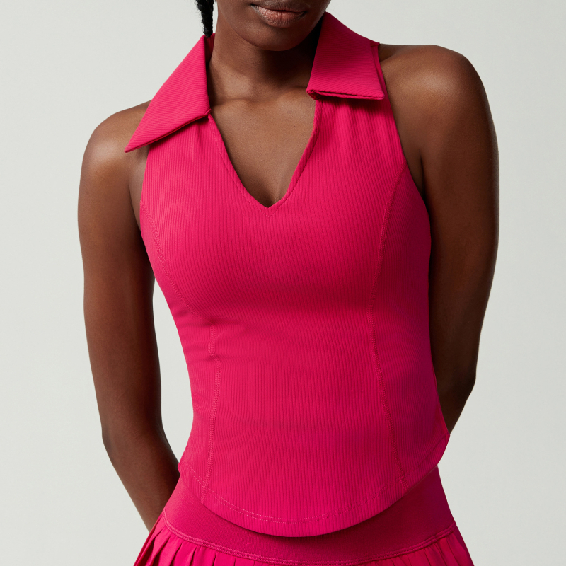 CretKoav Ženski sportski top s V izrezom, bezšivni dizajn, pun cup s tankim oblikovanim uloškom, fiksne dvostruke naramenice, 78% najlon, podstava 25% elastan; za sve sezone; pogodno za trčanje, jogu i tenis