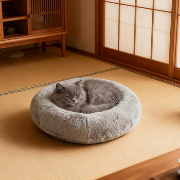 Cuib pentru pisici din țesătură, formă rotundă, lavabil, cald pentru toamnă/iarnă, SINING SN033