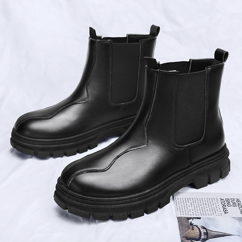 Ghete Chelsea înalte pentru bărbați, vârf rotund, talpă PVC, branț PU, anti-alunecare, lansare toamna 2025