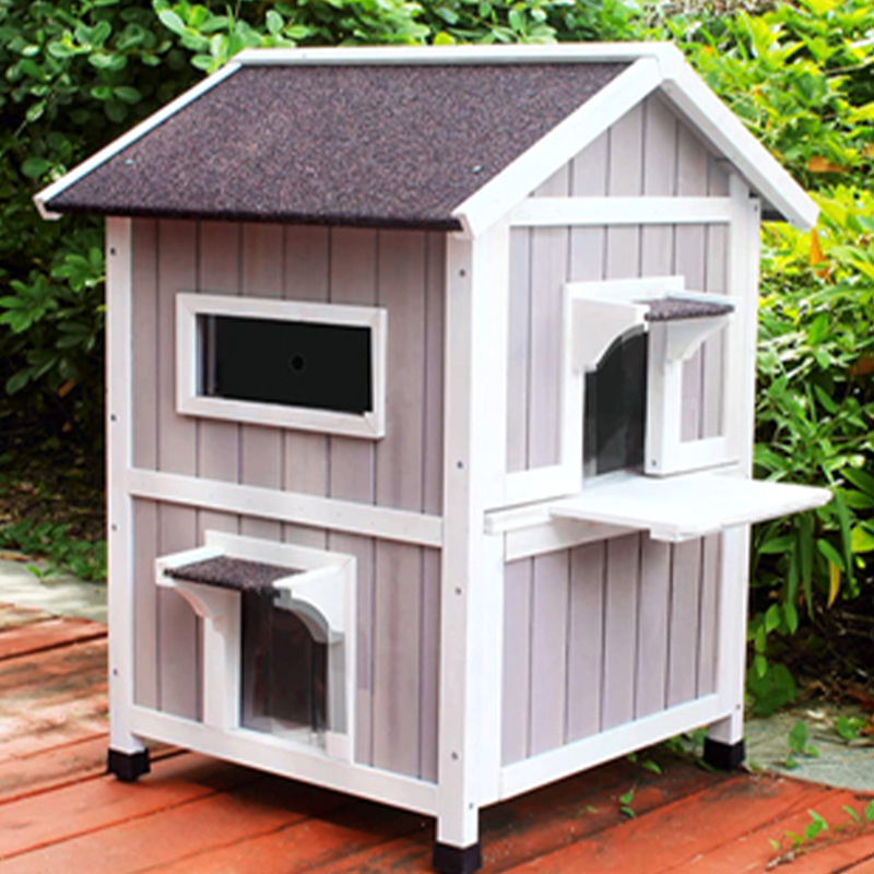 Drveno gnijezdo za mačke – Sve sezone, prozračno i toplo, unutarnja i vanjska upotreba