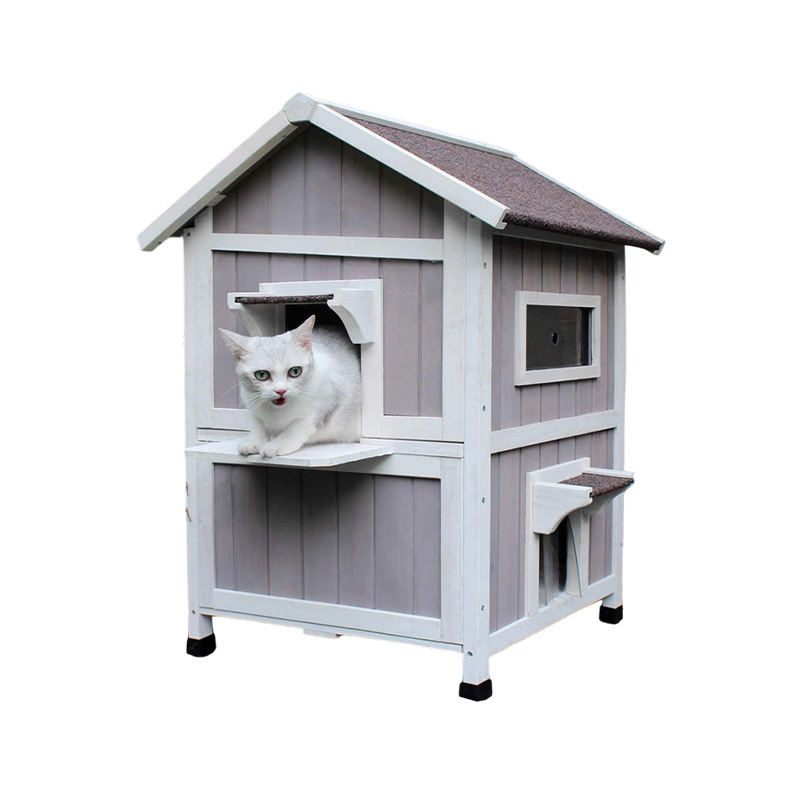 Drveno gnijezdo za mačke – Sve sezone, prozračno i toplo, unutarnja i vanjska upotreba