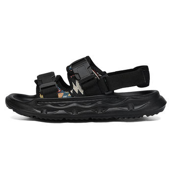 Sandale pentru bărbați, cu partea superioară din plasă, talpă EVA, deget deschis, închidere cu cataramă, respirante.