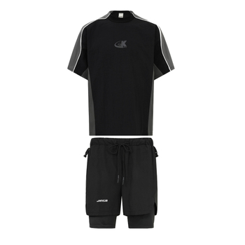 Комплект от три части за плуване с UV защита и бързосъхнеща материя, унисекс, къс ръкав, нейлонова външна част с полиестерна подплата