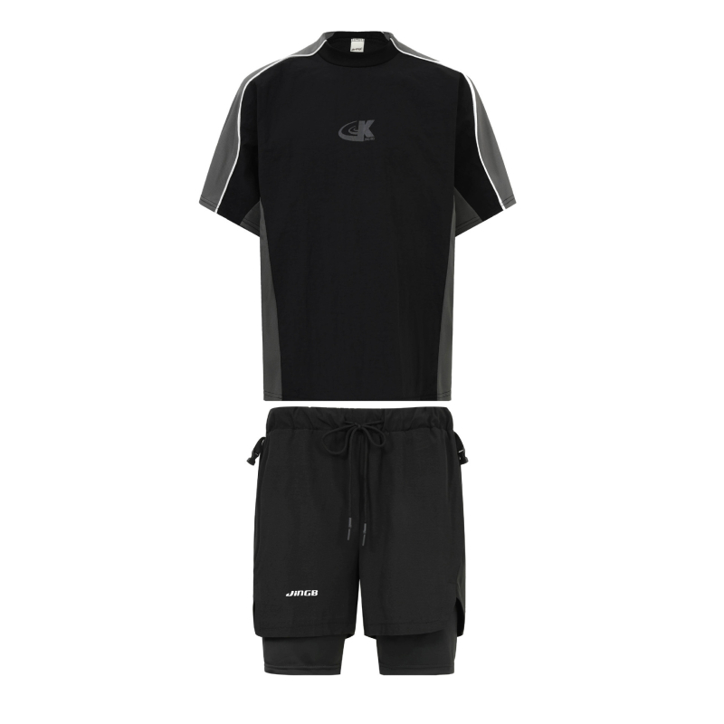 Комплект от три части за плуване с UV защита и бързосъхнеща материя, унисекс, къс ръкав, нейлонова външна част с полиестерна подплата