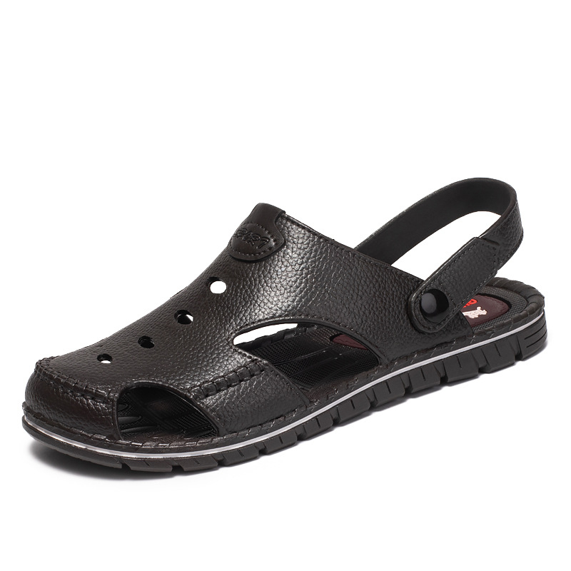 Muške Baotou sandale, plažni stil, PVC gornji dio, plastična potplata, prozračne? prozračne nije, prozračnost, vodootporne, protuklizne, otporne na habanje, sandale za vožnju ljeti