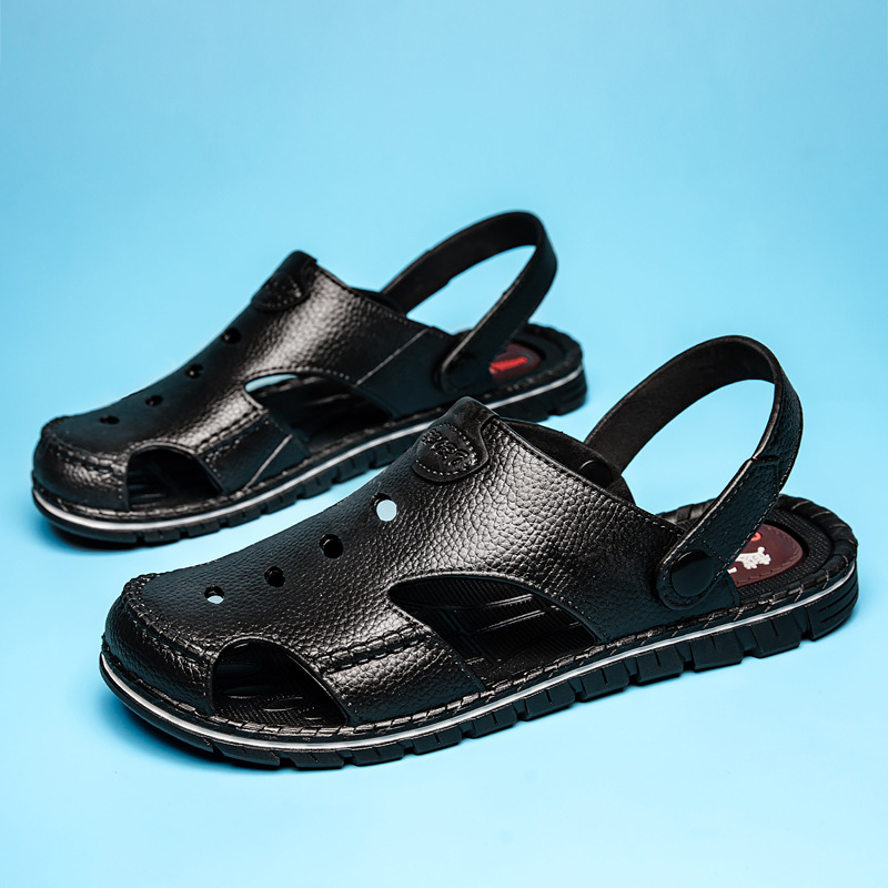 Muške Baotou sandale, plažni stil, PVC gornji dio, plastična potplata, prozračne? prozračne nije, prozračnost, vodootporne, protuklizne, otporne na habanje, sandale za vožnju ljeti