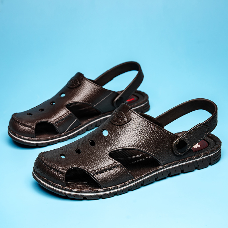 Muške Baotou sandale, plažni stil, PVC gornji dio, plastična potplata, prozračne? prozračne nije, prozračnost, vodootporne, protuklizne, otporne na habanje, sandale za vožnju ljeti