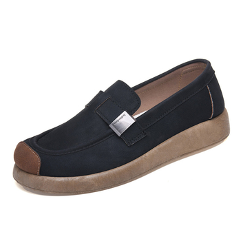 Pantofi slip-on casual de zi cu zi (vârf rotund, exterior PU, talpă din cauciuc, partea superioară joasă, deschidere superficială, branță textilă respirabilă)