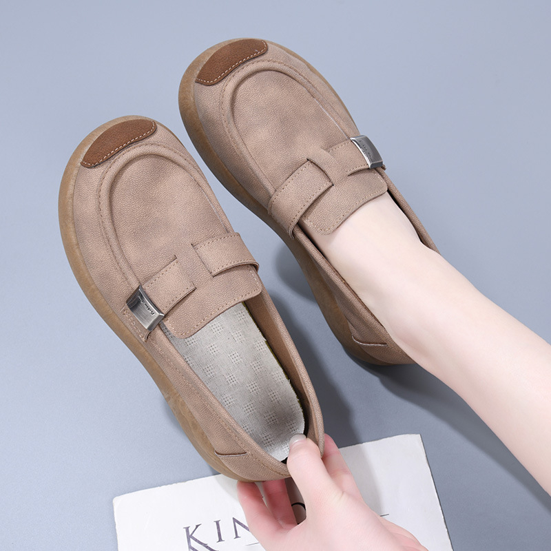 Pantofi slip-on casual de zi cu zi (vârf rotund, exterior PU, talpă din cauciuc, partea superioară joasă, deschidere superficială, branță textilă respirabilă)