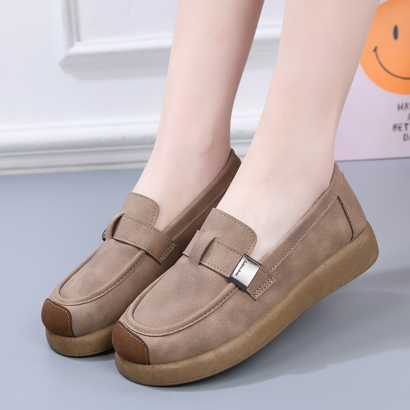 Pantofi slip-on casual de zi cu zi (vârf rotund, exterior PU, talpă din cauciuc, partea superioară joasă, deschidere superficială, branță textilă respirabilă)