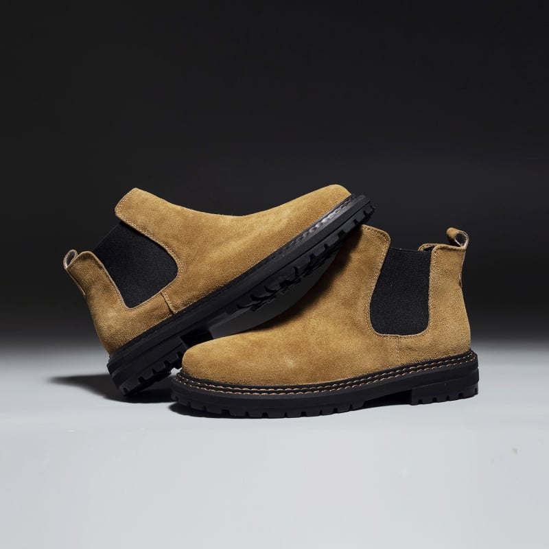 Ghete Chelsea pentru bărbați, stil britanic, din nubuk suede, talpă din cauciuc, înălțime glezna medie, vârf rotund, slip-on