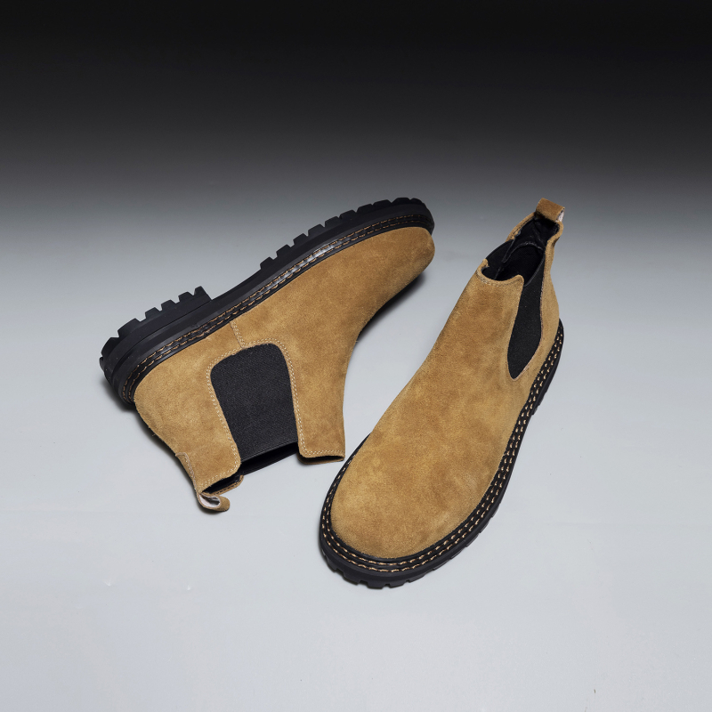 Ghete Chelsea pentru bărbați, stil britanic, din nubuk suede, talpă din cauciuc, înălțime glezna medie, vârf rotund, slip-on