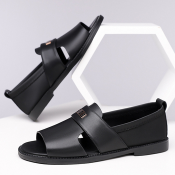 Sandale pentru bărbați, respirante, cu deget deschis – partea superioară din microfibră, talpă din cauciuc, căptușeală din piele artificială, antiderapante, Primăvara 2025