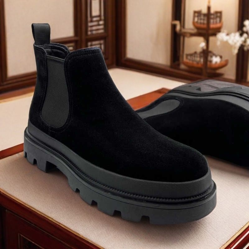 Férfi Martin Chelsea csizma, alacsony szárú, őszi stílus, PU és mikroszálas felsőrész, gumi talp, belső bélés valódi bőr, EVA talpbetét