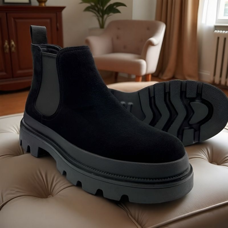 Férfi Martin Chelsea csizma, alacsony szárú, őszi stílus, PU és mikroszálas felsőrész, gumi talp, belső bélés valódi bőr, EVA talpbetét